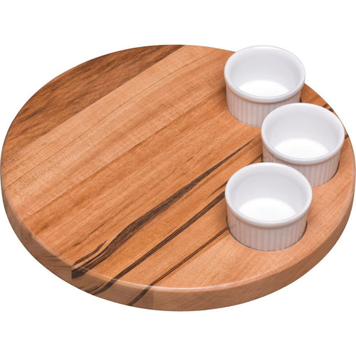 Kit para Petiscos Tramontina em Madeira Muiracatiara com Potes em Porcelana 4 Peças