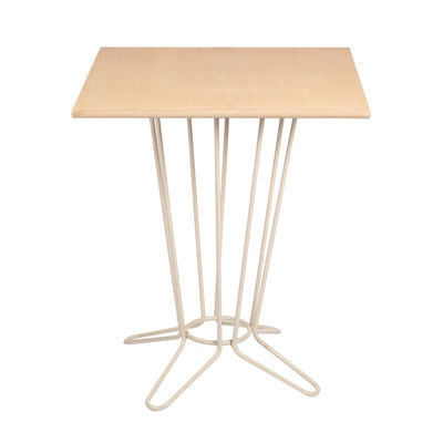 Mesa Quadrada Coluna Central Tramontina Barcelona em Multilaminado Natural com Base em Aço Acabamento Fendi 60 cm