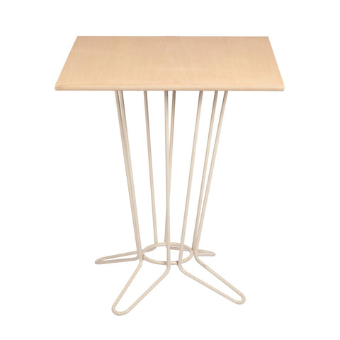 Mesa Quadrada Coluna Central Tramontina Barcelona em Multilaminado Natural com Base em Aço Acabamento Fendi 60 cm