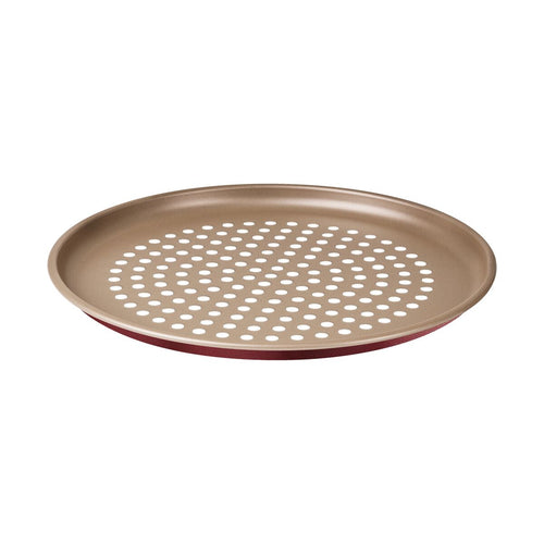 Assadeira para Pizza Tramontina Brasil Perfurada em Alumínio com Revestimento Interno e Externo Antiaderente Starflon Max Vermelha 30 cm